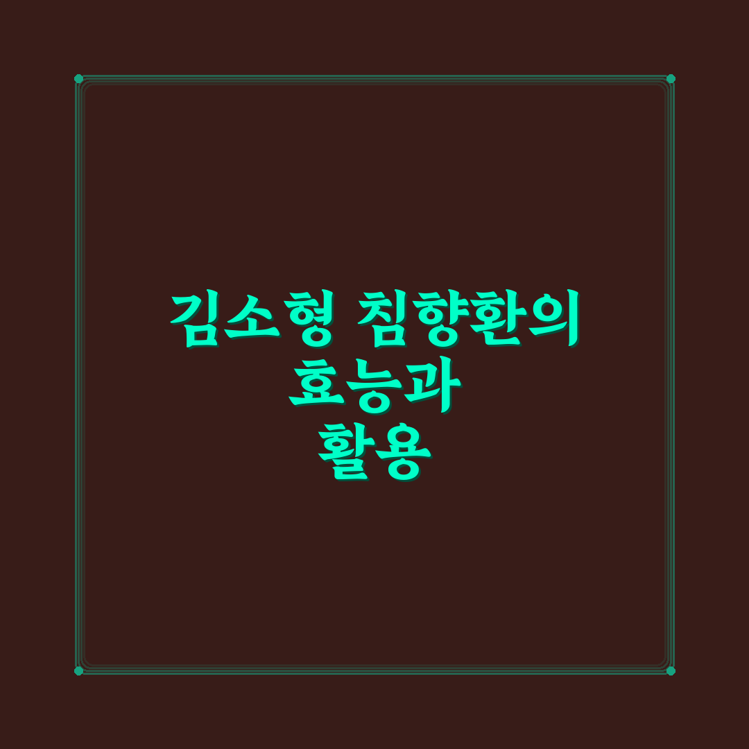 김소형 침향환 효능과 초보자 꿀팁 함께 알려드려요