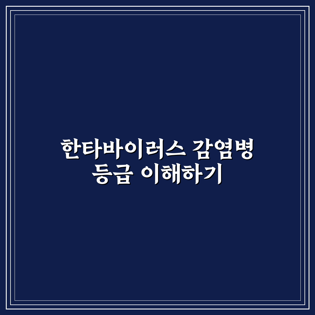 한타바이러스 몇급 정리와 초보자를 위한 핵심 정보