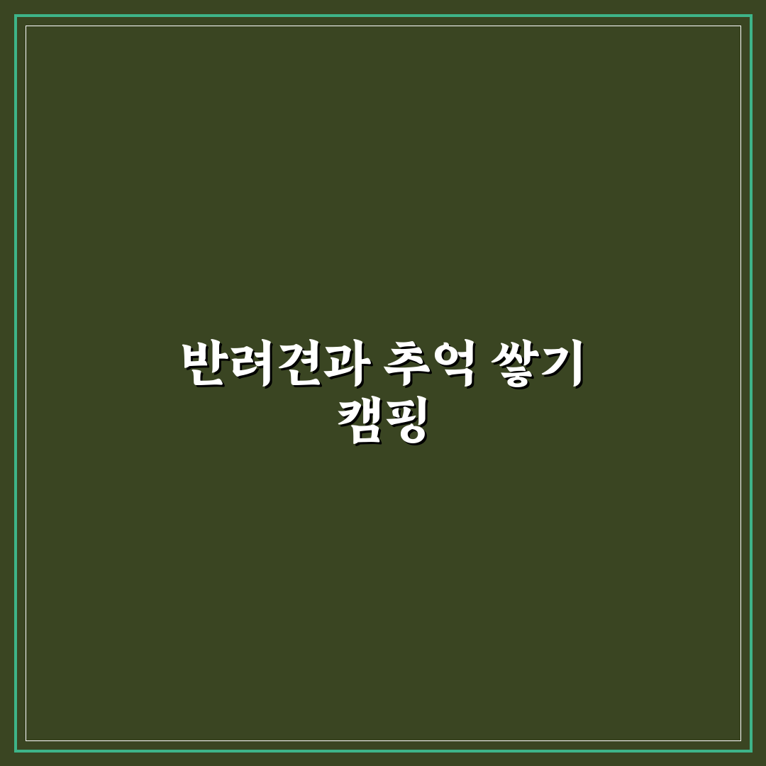 애견 동반 캠핑장 추천 리스트와 꿀팁 정리