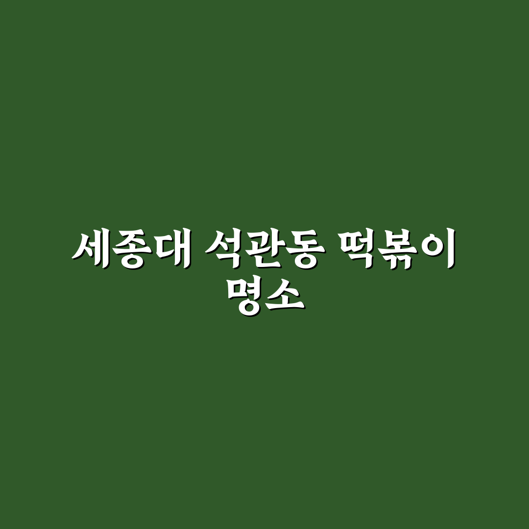 석관동 떡볶이 세종대 맛집 추천과 방문 꿀팁 공유