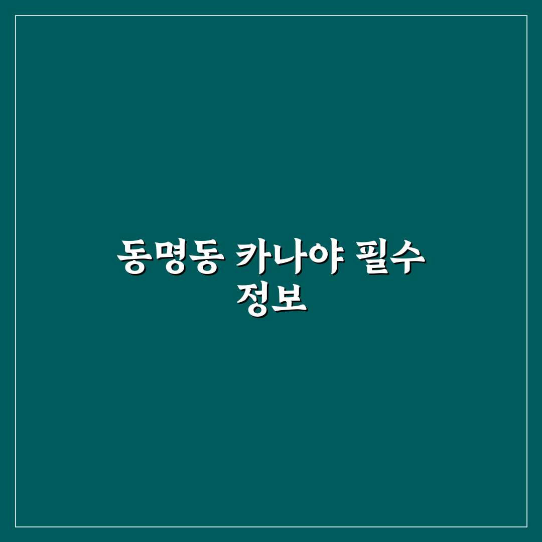 동명동 카나야 방문 전 알아두면 좋은 꿀팁 정리
