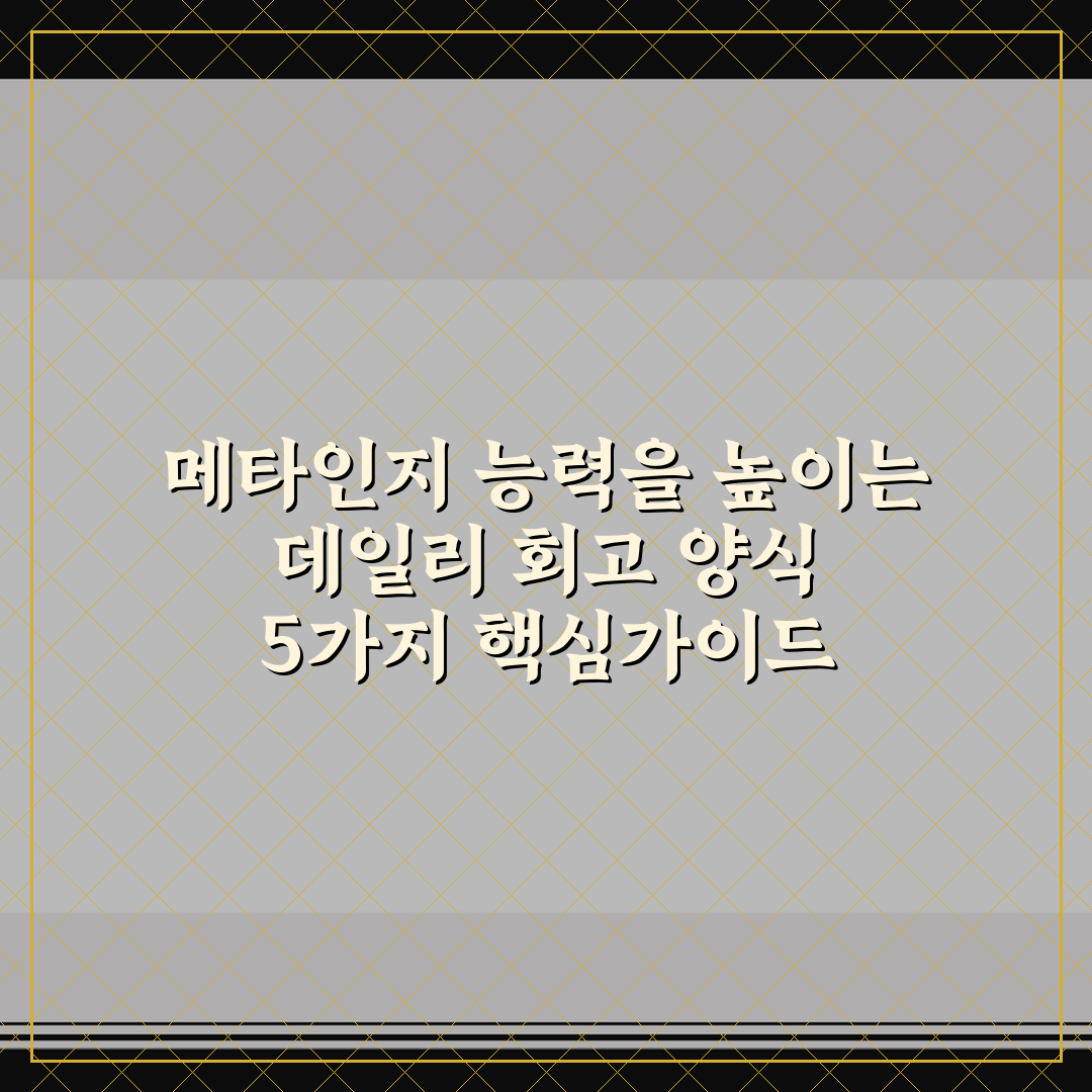 메타인지 능력을 높이는 데일리 회고 양식 5가지 핵심가이드 비교와 판단
