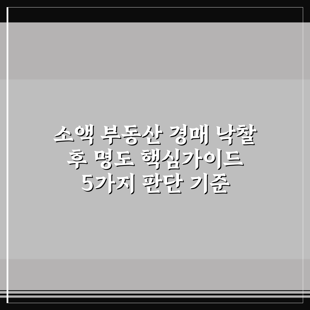소액 부동산 경매 낙찰 후 명도 핵심가이드 5가지 판단 기준
