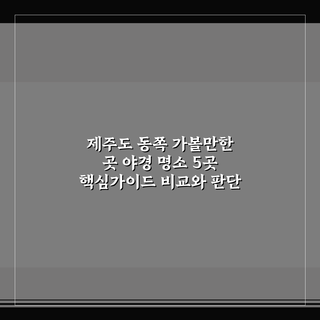 제주도 동쪽 가볼만한 곳 야경 명소 5곳 핵심가이드 비교와 판단
