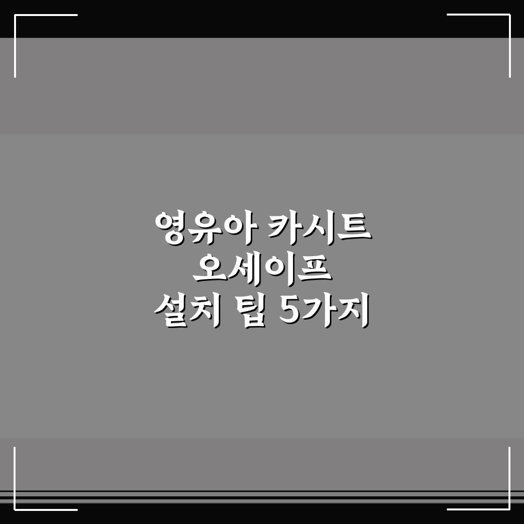영유아 카시트 오세이프 설치 팁 5가지 체크포인트 총정리