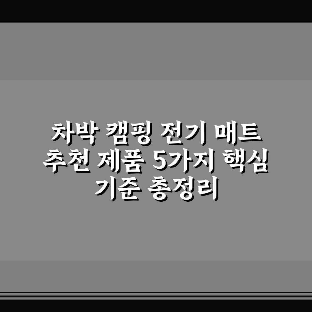 차박 캠핑 전기 매트 추천 제품 5가지 핵심 기준 총정리