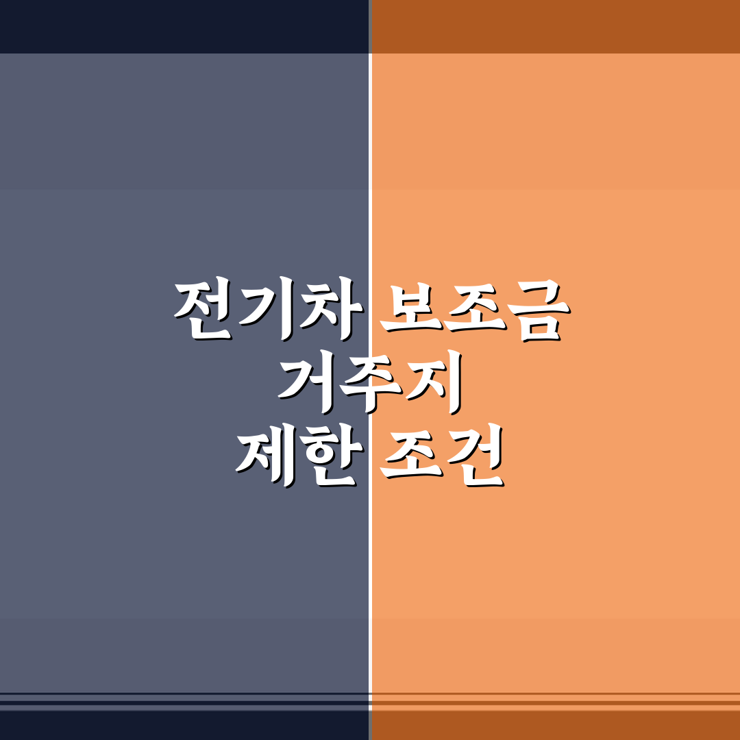 전기차 보조금 거주지 제한 조건 핵심가이드 5가지 판단 포인트