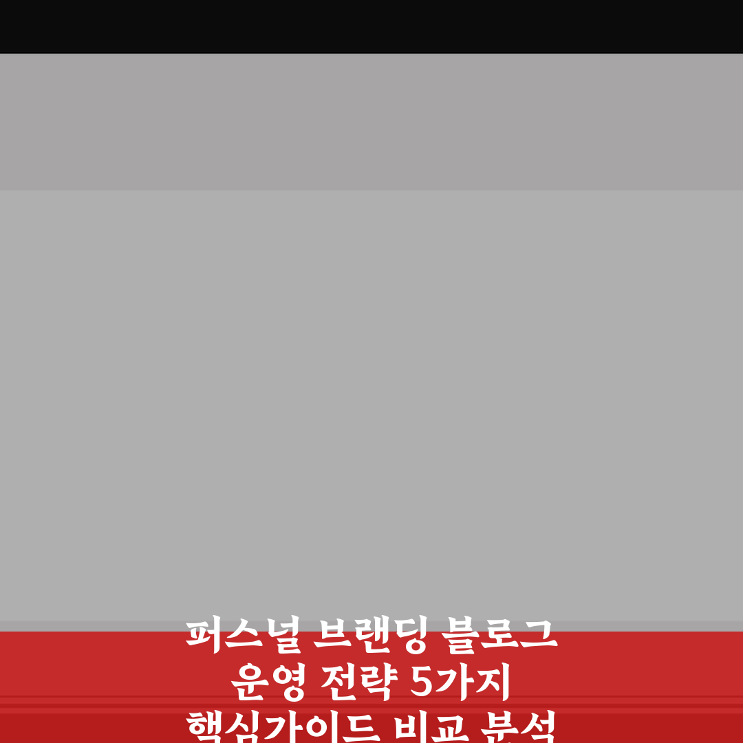 퍼스널 브랜딩 블로그 운영 전략 5가지 핵심가이드 비교 분석