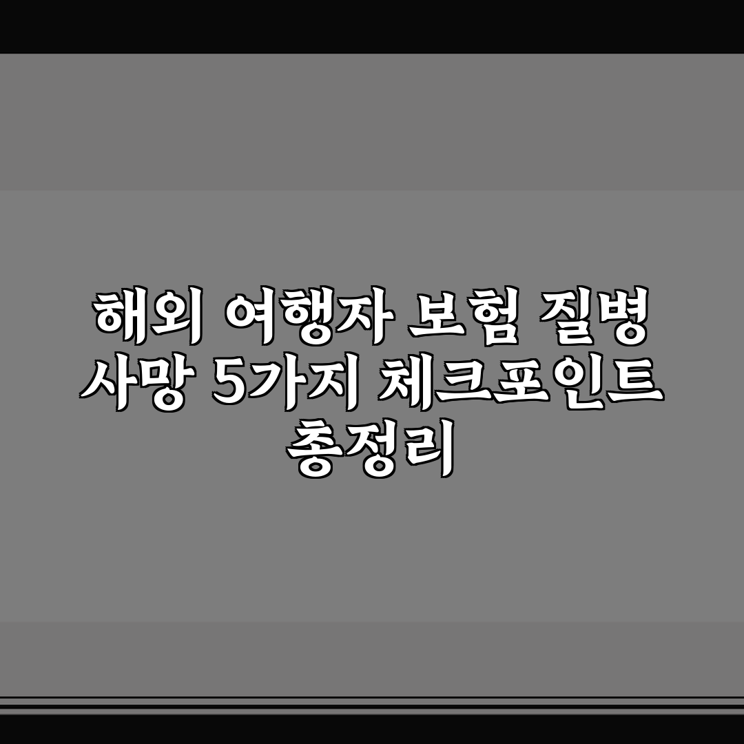 해외 여행자 보험 질병 사망 5가지 체크포인트 총정리