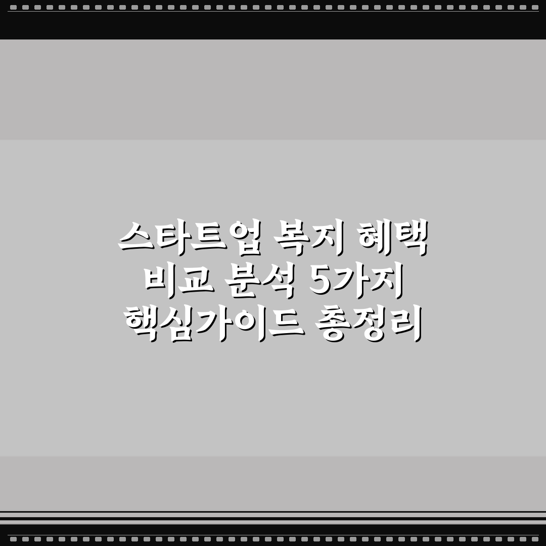 스타트업 복지 혜택 비교 분석 5가지 핵심가이드 총정리