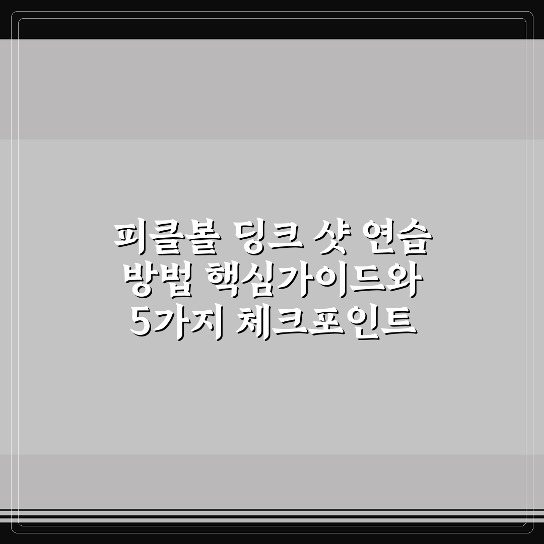 피클볼 딩크 샷 연습 방법 핵심가이드와 5가지 체크포인트