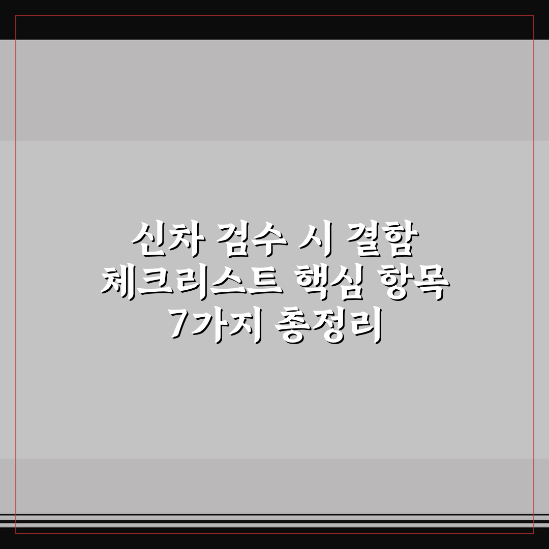 신차 검수 시 결함 체크리스트 핵심 항목 7가지 총정리